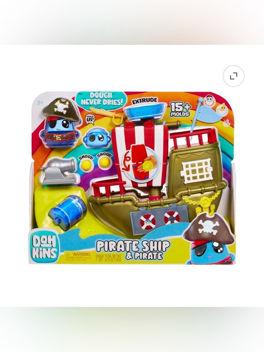 DohKins Pirate Ship Playset & Pirate - Scented Dough that Never Dries, DIY Kids
